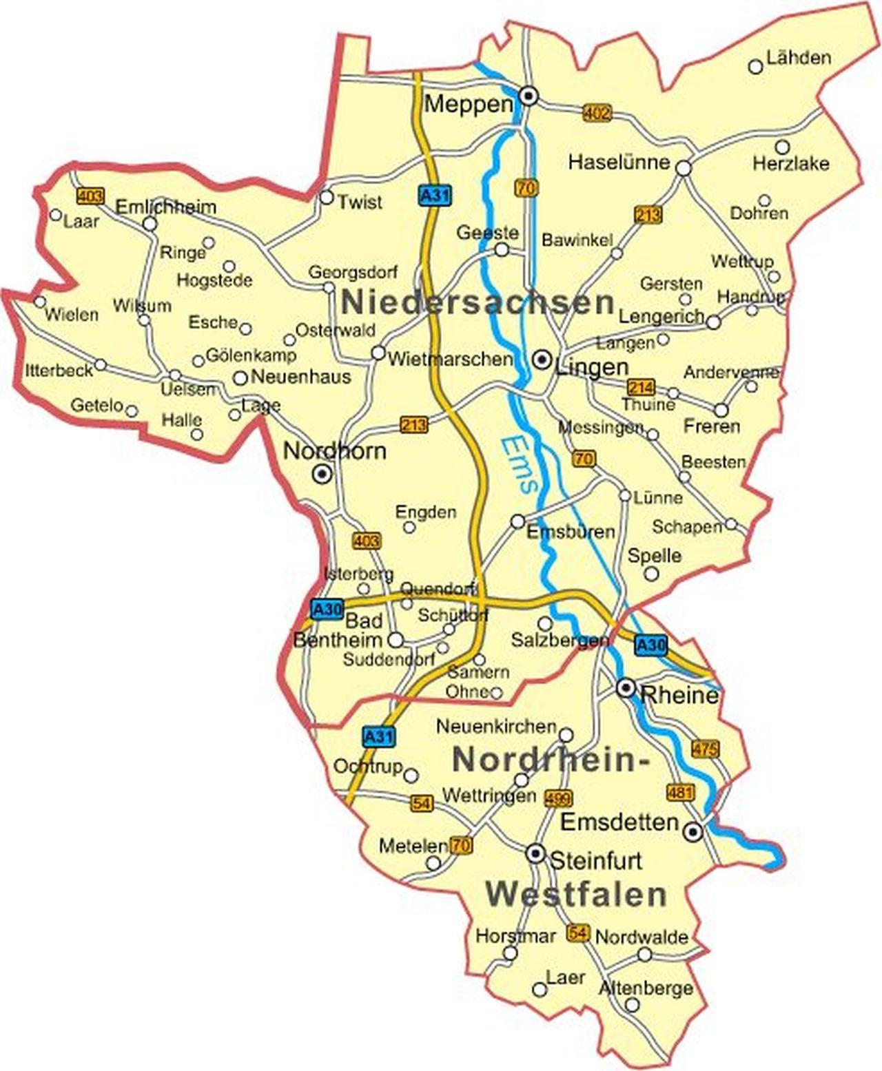 Betreuungsgebiet IG Metall Rheine