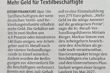 Zeitungsartikel Textil- und Bekleidung 2024/2025