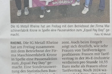 Zeitungsartikel Equal Pay Day