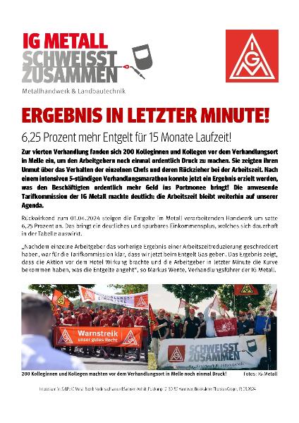 Tarifschnellinfo Metallhandwerk 05.2024