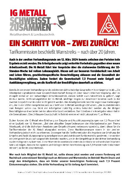 Tarifschnellinfo Metallhandwerk 03.2024