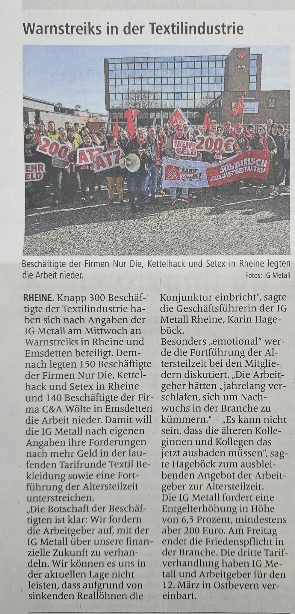 Zeitungsartikel Textil- und Bekleidung 2024/2025