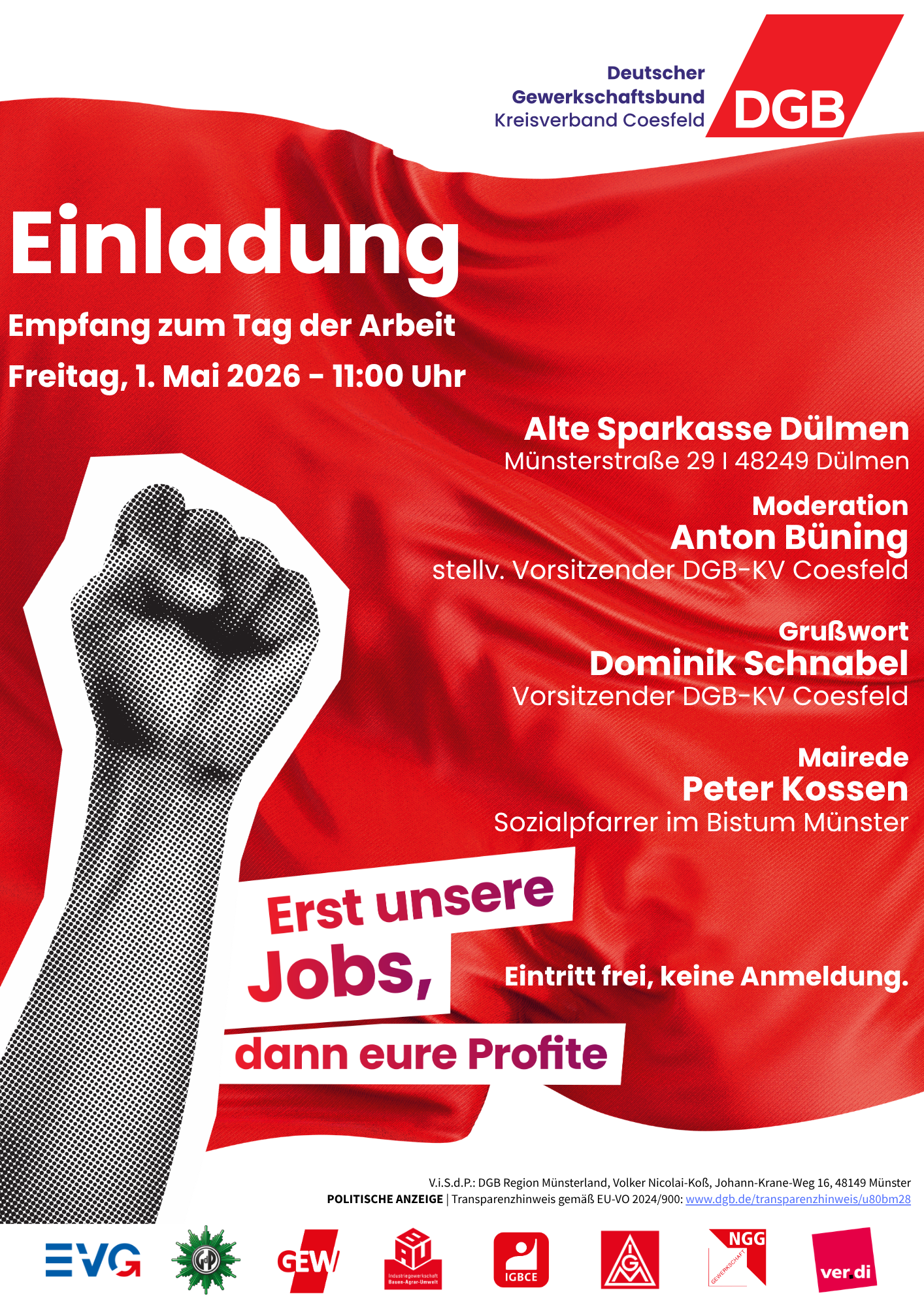 1. Mai 2026 DGB Plakat Dülmen